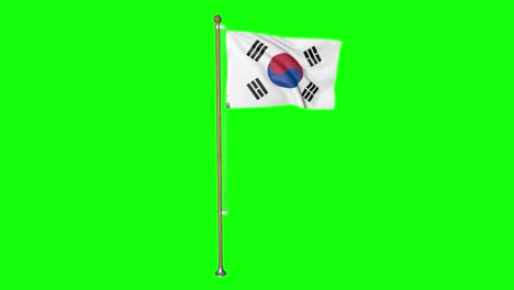 Green-screen-south-korea-flag-with-flagpole