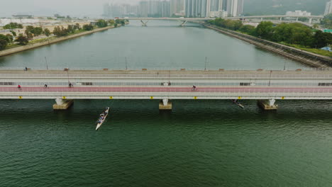 hong kong china asia, vista aérea de la autopista del puente y el paisaje urbano de la ciudad