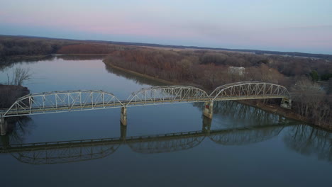 aerial view of new harmony bridge connecting white county, illinois and the city of new harmony, indiana