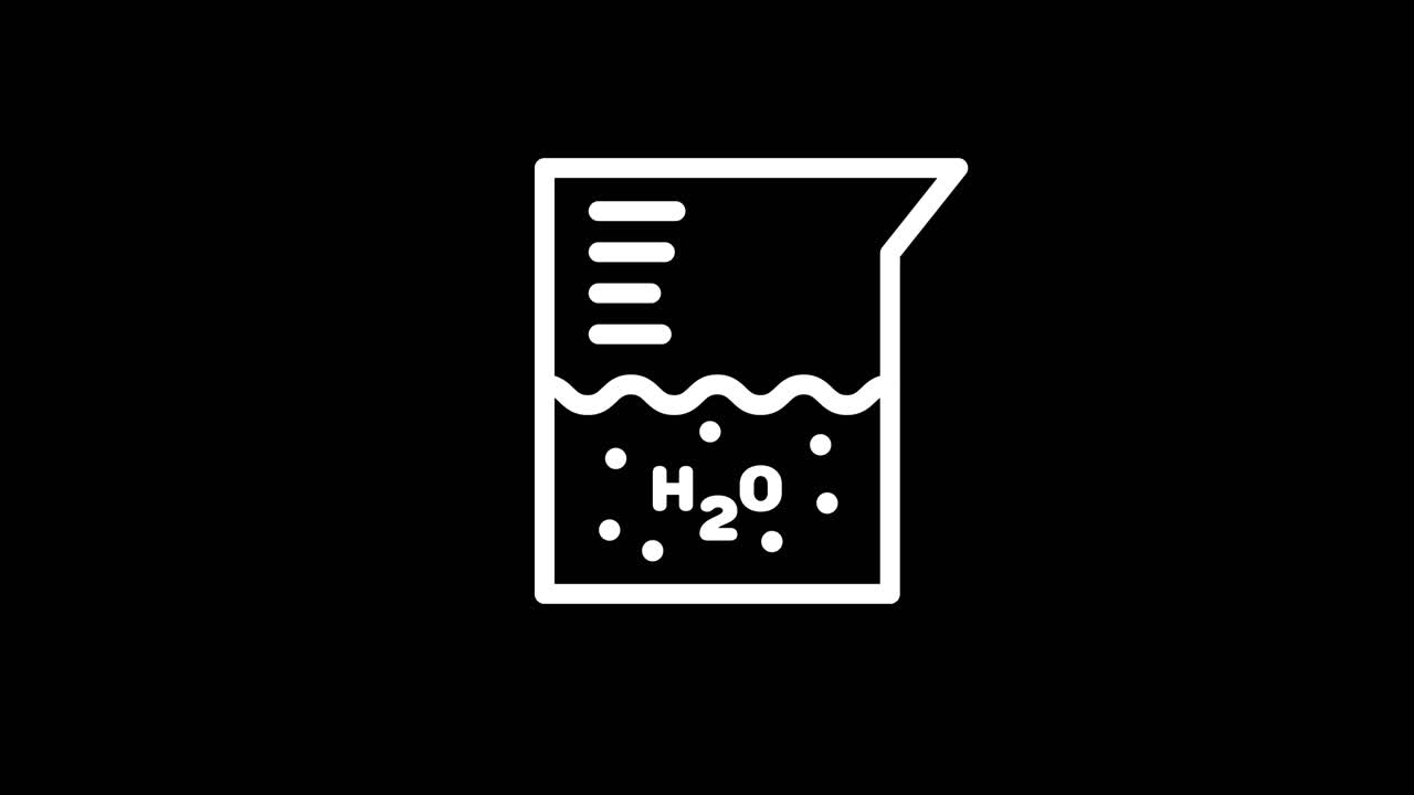 Laboratory water icon animation isolated on black background