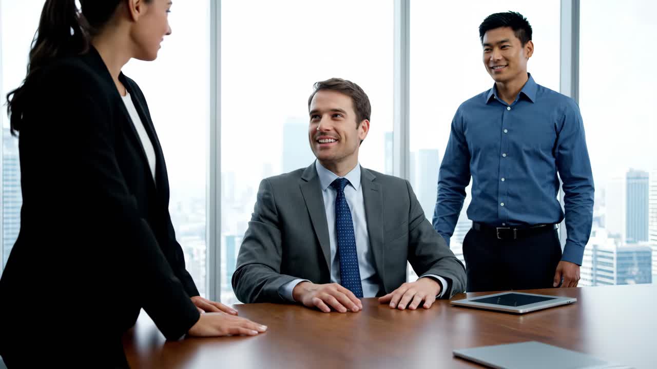 Business Professionals Meeting in Modern Office