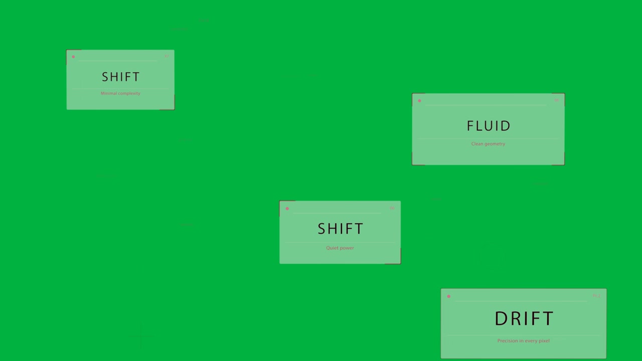 TR expanding, starting cards sliding, UI cards shifting on transparent canvas, revealing red grid