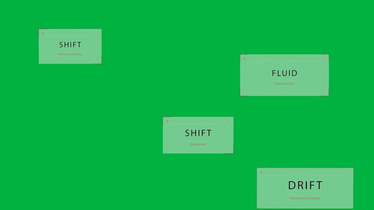 TR expanding, starting cards sliding, UI cards shifting on transparent canvas, revealing red grid