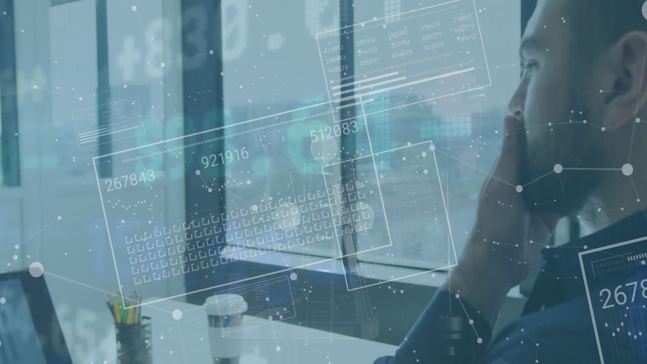 사업가에 대한 금융 데이터 처리의 애니메이션