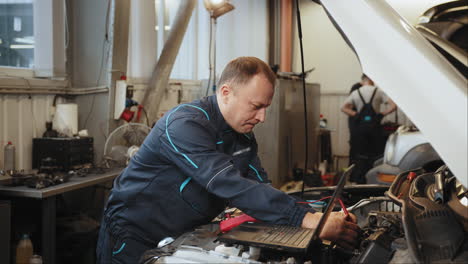 car repair and diagnostics in a garage