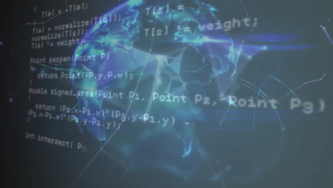 animation of data processing over globe and network of connections