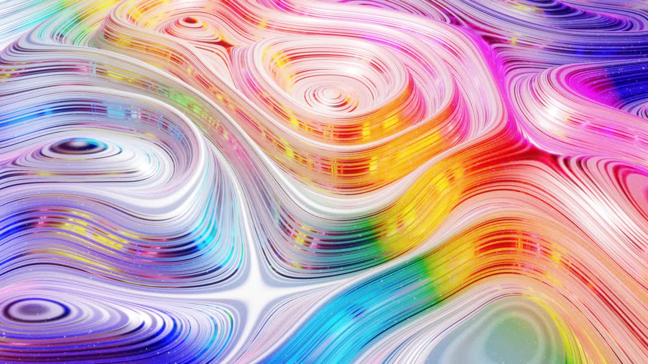 모양, 그라디언트 색상 및 흐름 파동이있는 액체의 아름다운 iridescent 파동 표면, 무지개 반이고 매트 액체, 부드러운 부드러운 애니메이션으로 창의적인 밝은 bg.