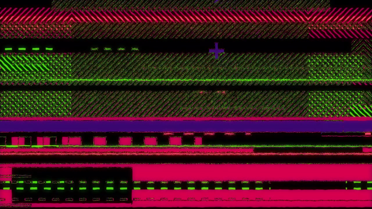 Abstract Digital Glitch with Neon Colored Lines and Data Corruption