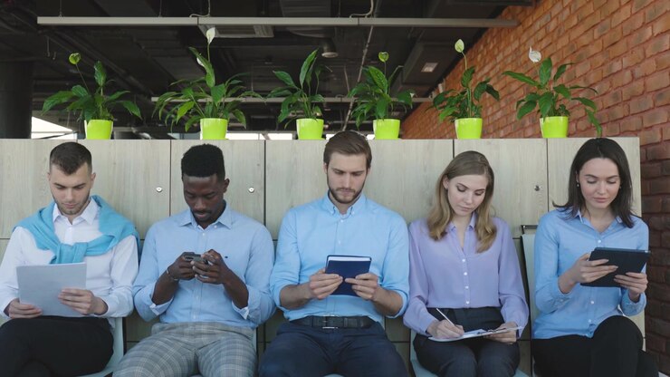 Diverse Group of Job Applicants Waiting for Interview
