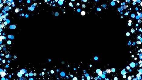 blue christmas frames with snowflakes and stars on black background looped
