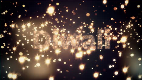 animación de texto de diwali y fuegos artificiales
