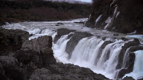 dramatic view of tourism landmark barnafoss waterfall