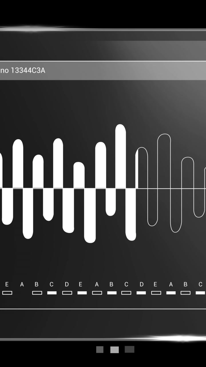 Animation of data processing on screen over black background