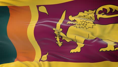 la bandera de sri lanka ondeando en el viento con una textura de tela muy detallada. bucle sin costuras