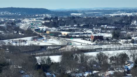 aerial view of a highway system in america