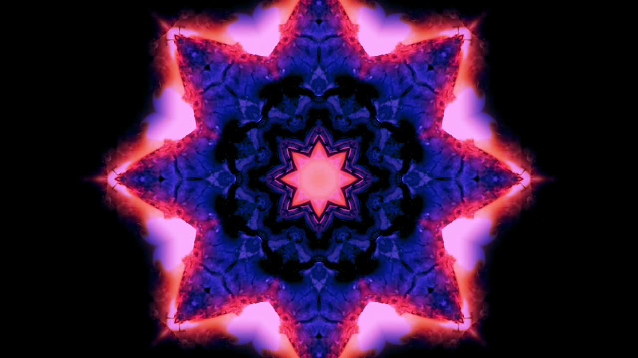 estrella azul cubierta de fuego púrpura arte del caleidoscopio