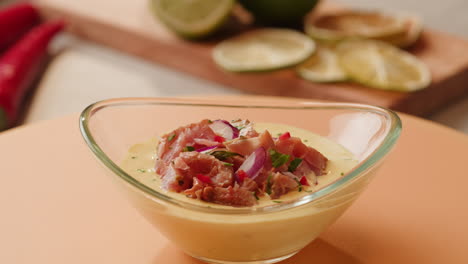 Tuna Ceviche in Glass Bowl