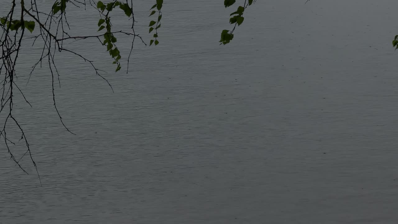 Rain over water lake surface bad wet weather outdoor Walensee lake Switzerland