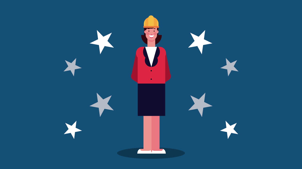 feliz celebración del día del trabajo con la mujer arquitecta