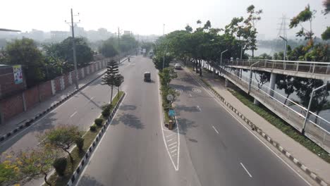 urban road scene with bridge and river