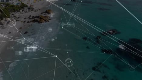 animación de la red de conexiones sobre la costa marítima