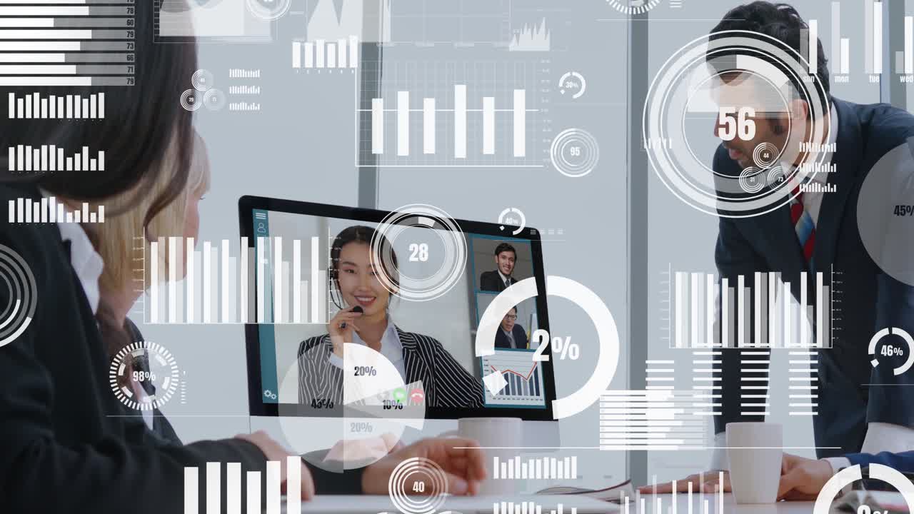 Creative visual of business people in a corporate staff meeting on video call