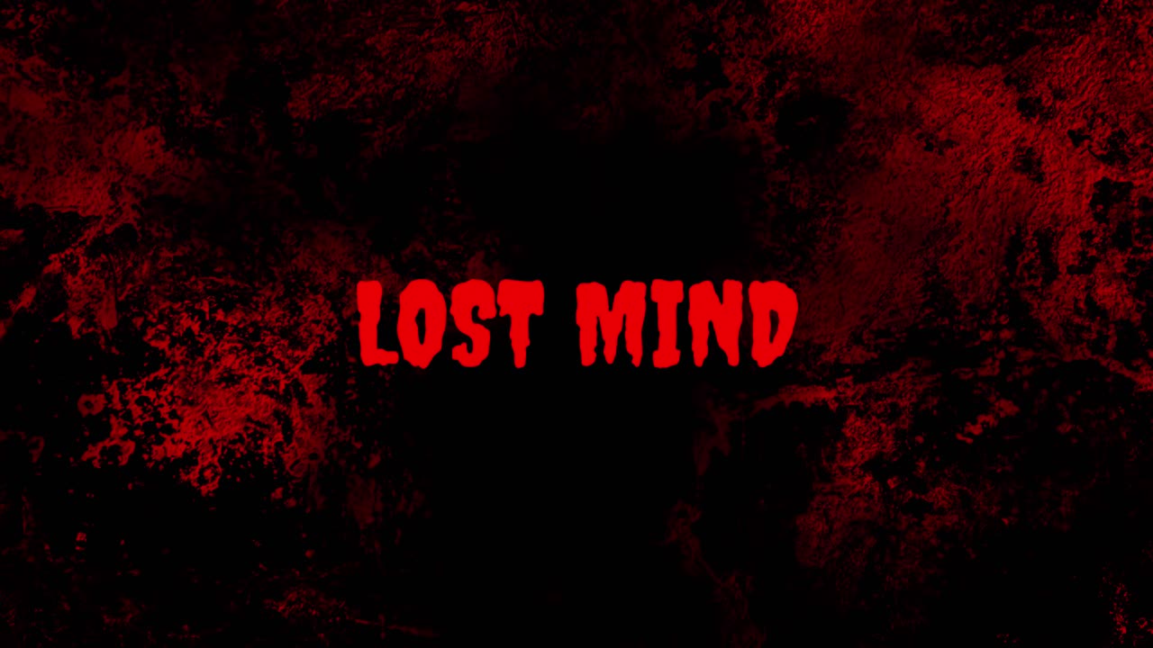 Red 'Lost Mind' Text Flickering on Dark Grunge Background