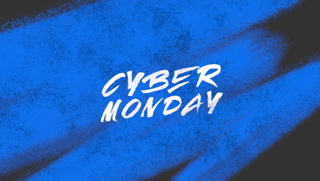 cyber monday with blue watercolor brush on black gradient