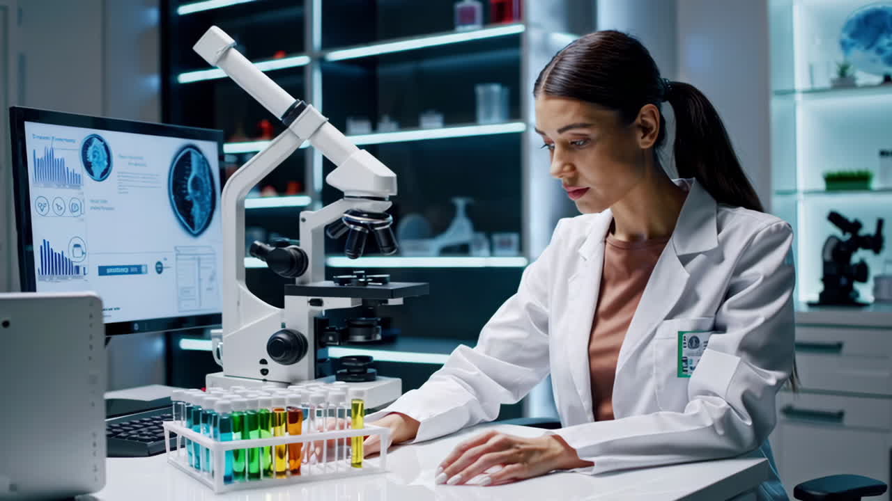 Scienziato in un laboratorio moderno