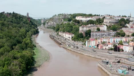 Descending-drone-shot-of-colourful-buildings-in-Clifton-Bristol