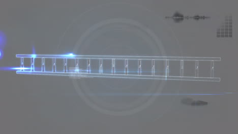 animación de la cadena de adn de construcción, con procesamiento de datos en la interfaz gris