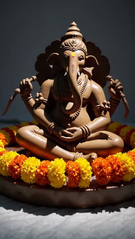 ganesh statue with marigold flowers