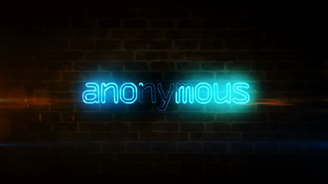 neón anónimo en la pared de ladrillo