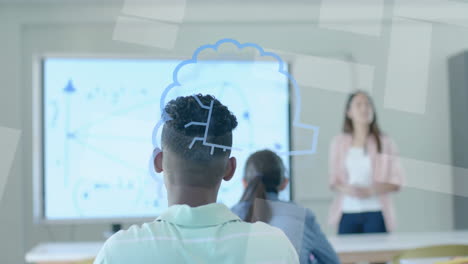 animation of ai data processing over diverse students at school