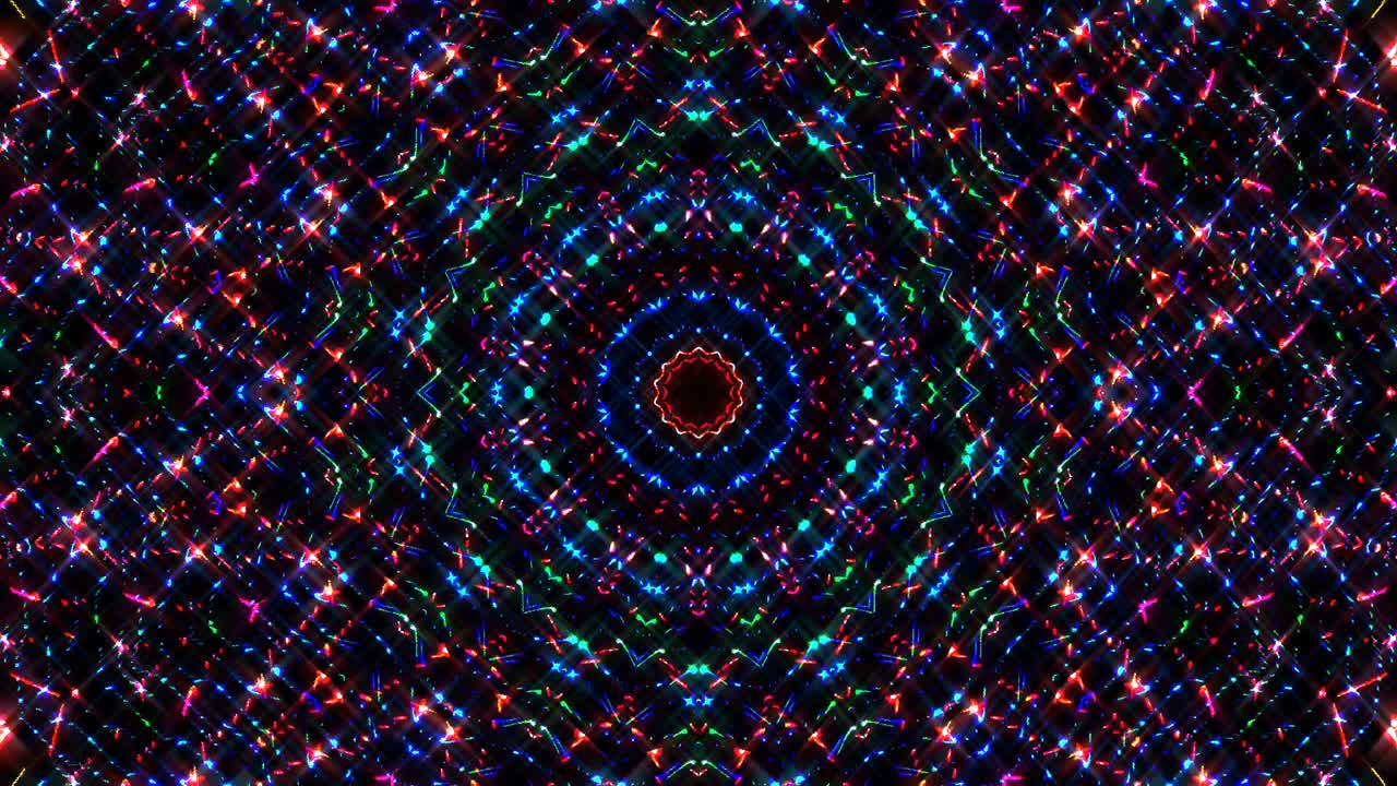 Bellissimo caleidoscopio astratto che brilla, una luce radiosa che regola i movimenti sottili