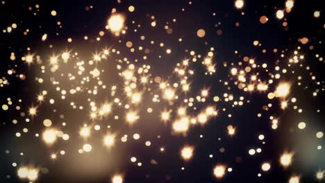 Animation-of-golden-light-spots-on-black-background