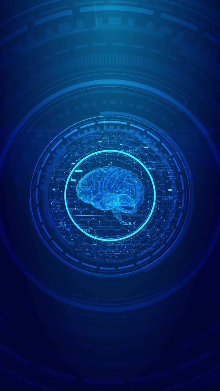 Ai brain hud globe background with circular interface rings world map silhouettes digital numbers