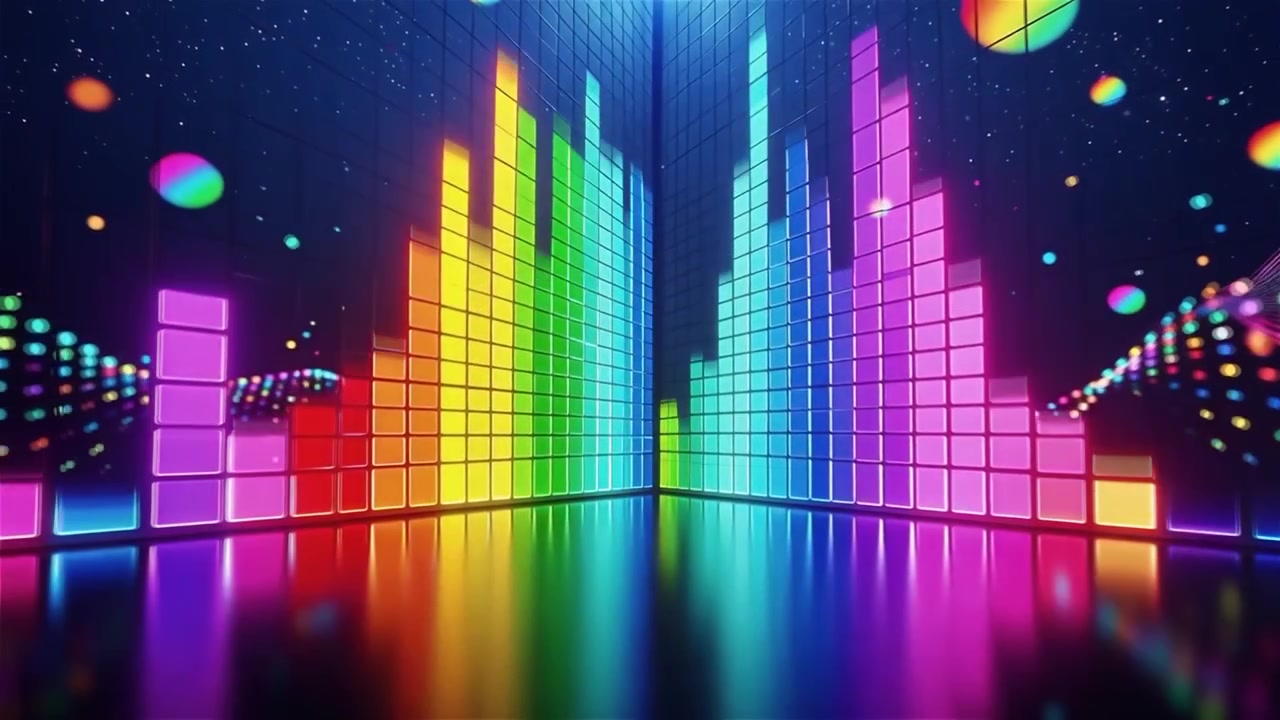 Futuristic Rainbow Neon Music Equalizer Visualizer Background