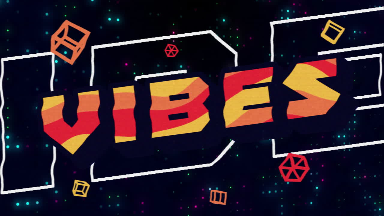 Animation of vibes text over light spots