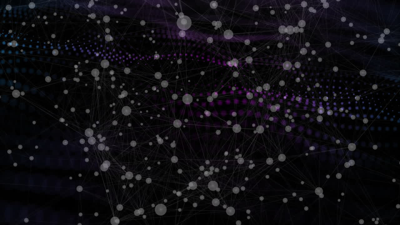 Animation of complex digital pattern with interconnected nodes and lines in school