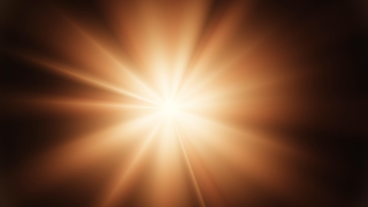 Bright Golden Light Rays Expanding on Dark Background