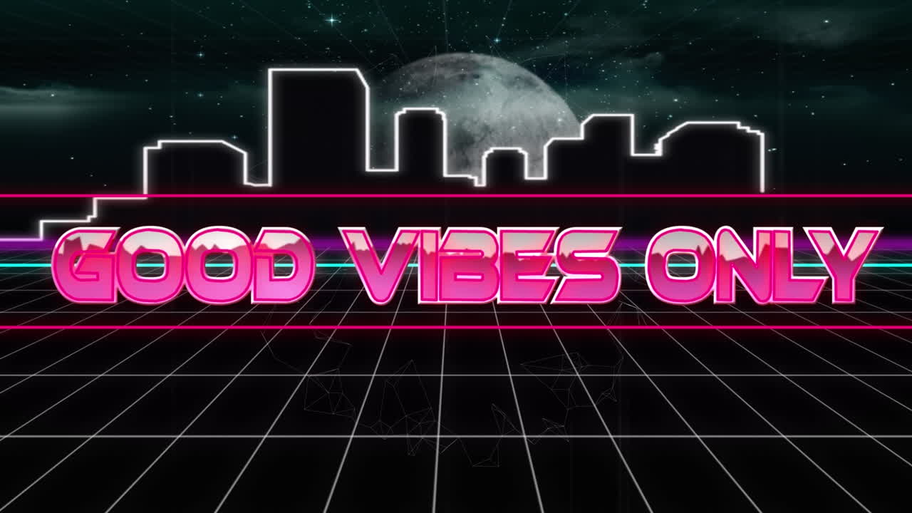 animación de buenas vibraciones sólo en el espacio abstracto digital con la ciudad