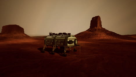 el rover de marte explorando un paisaje desértico marciano