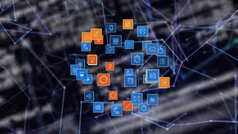 Animation-of-network-of-connections-with-icons-and-data-processing