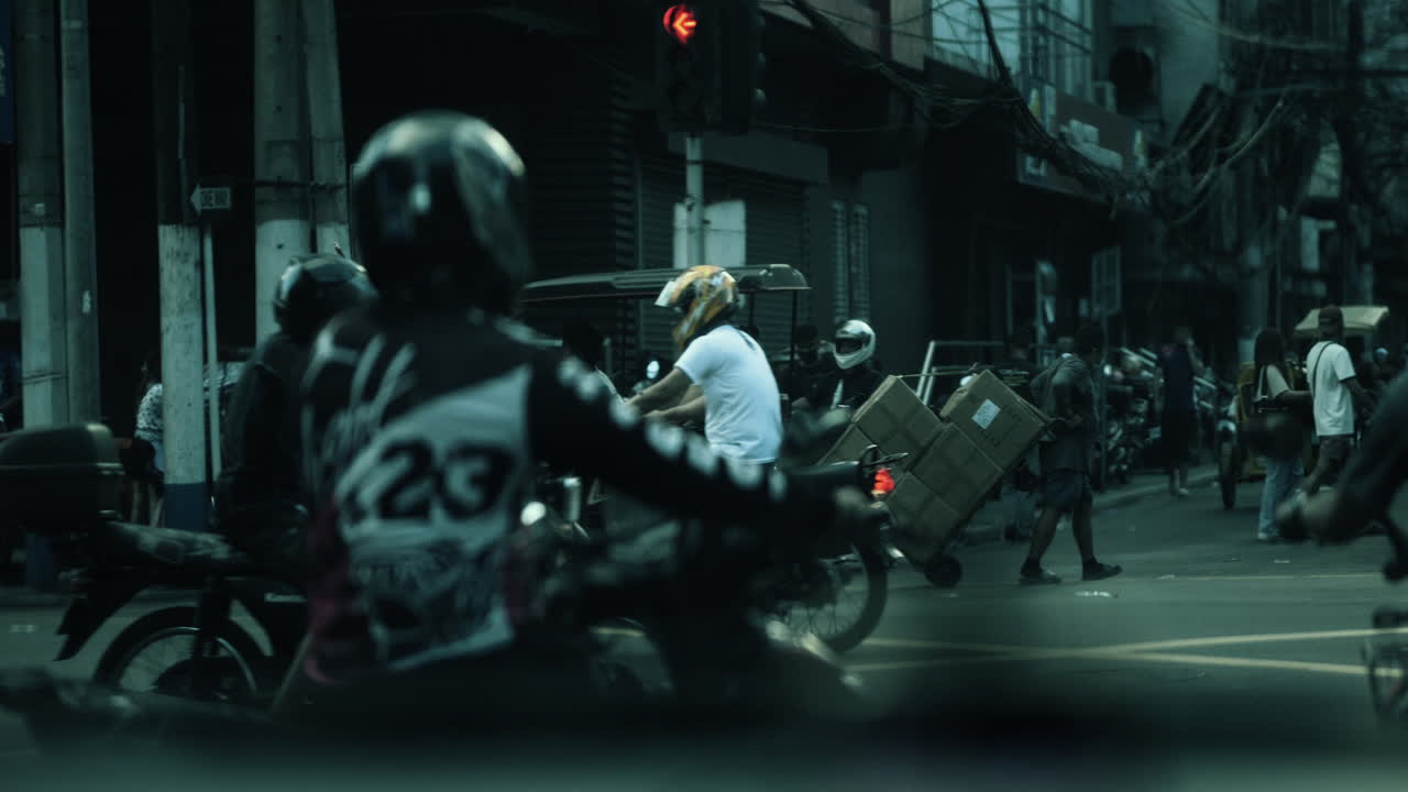 Busy Street Scene in a Southeast Asian City