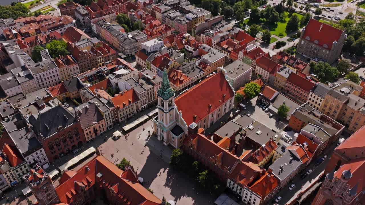 Aerial View of a European City with Historical Buildings