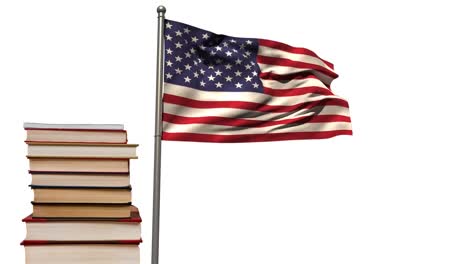 american flag with books