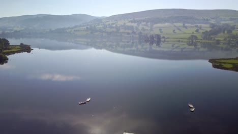 Aerial-4K-Drone-footage-of-Lake-Bala,-North-Wales