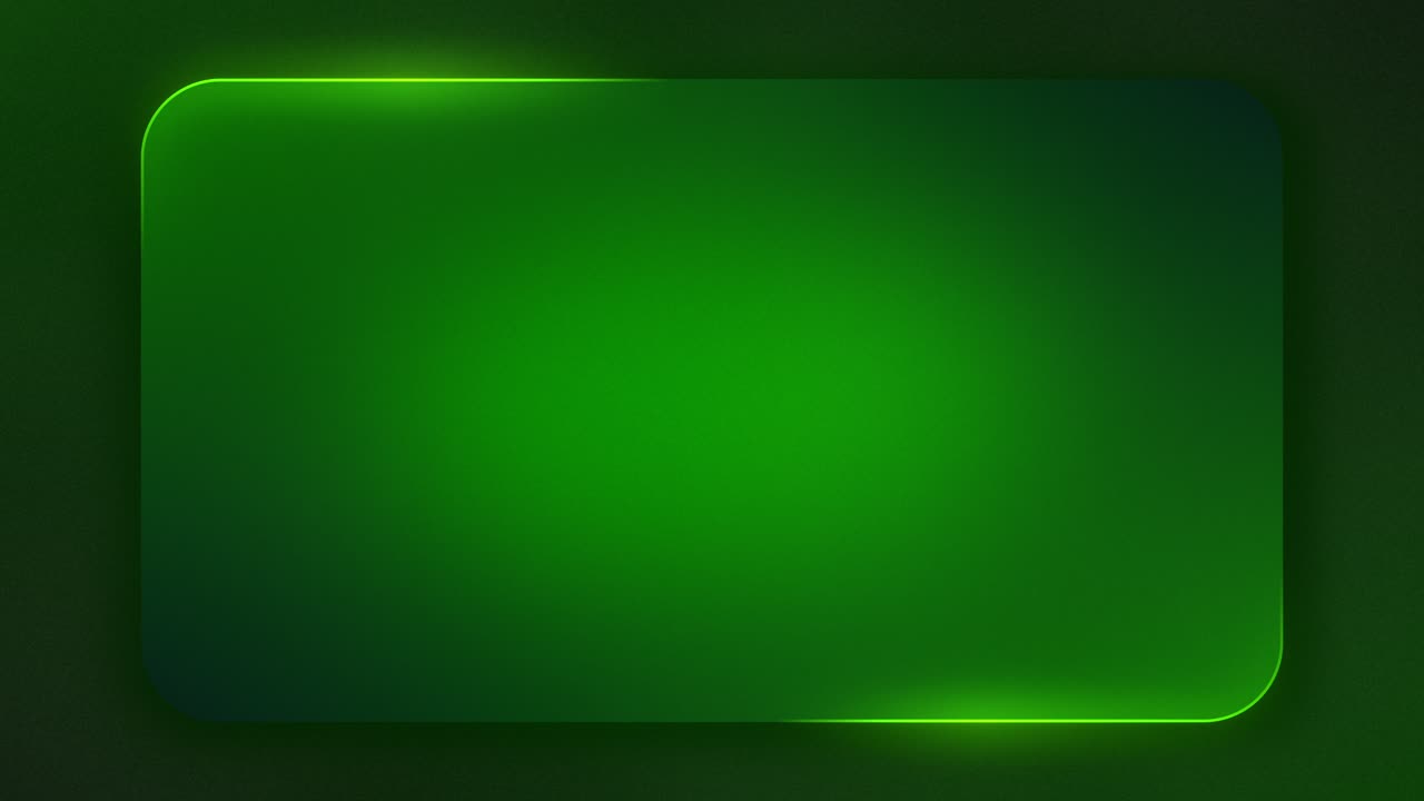반이고 움직이는 림 라이트와 함께 둥근 가장자리 녹색 그라디언트 프레임의 루핑 애니메이션