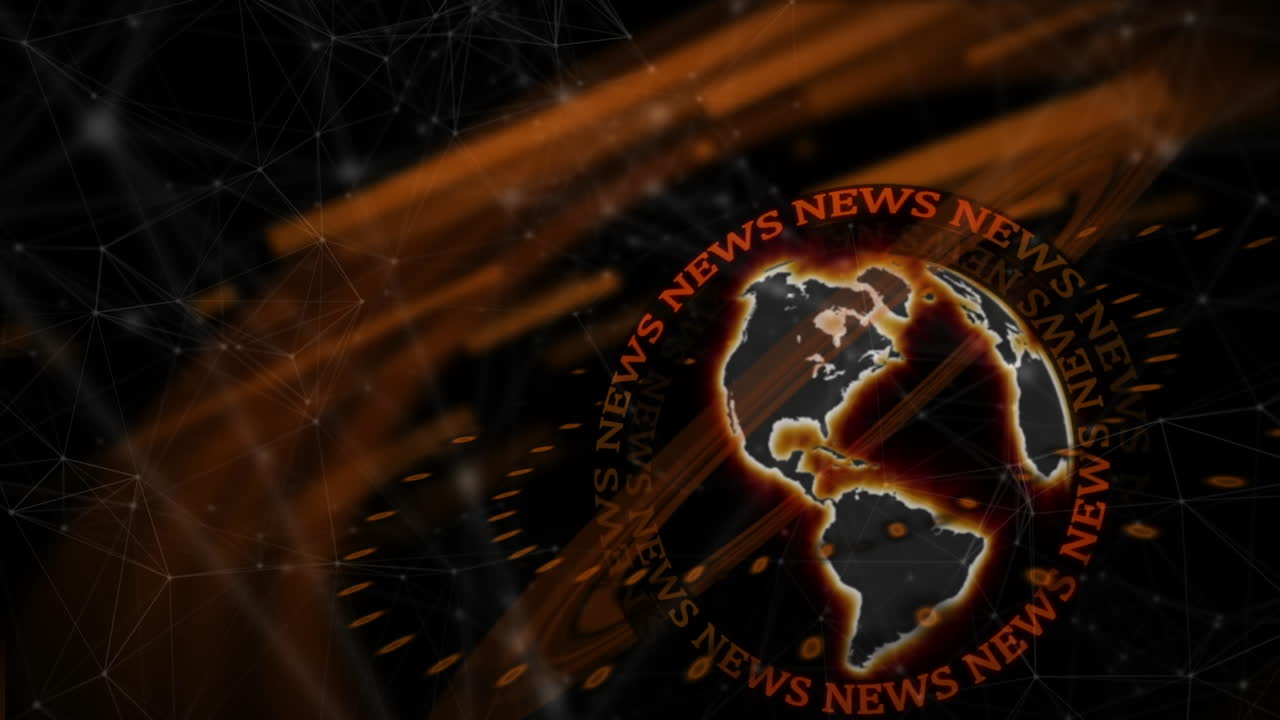 animación de redes de conexiones a través de texto de noticias y globo